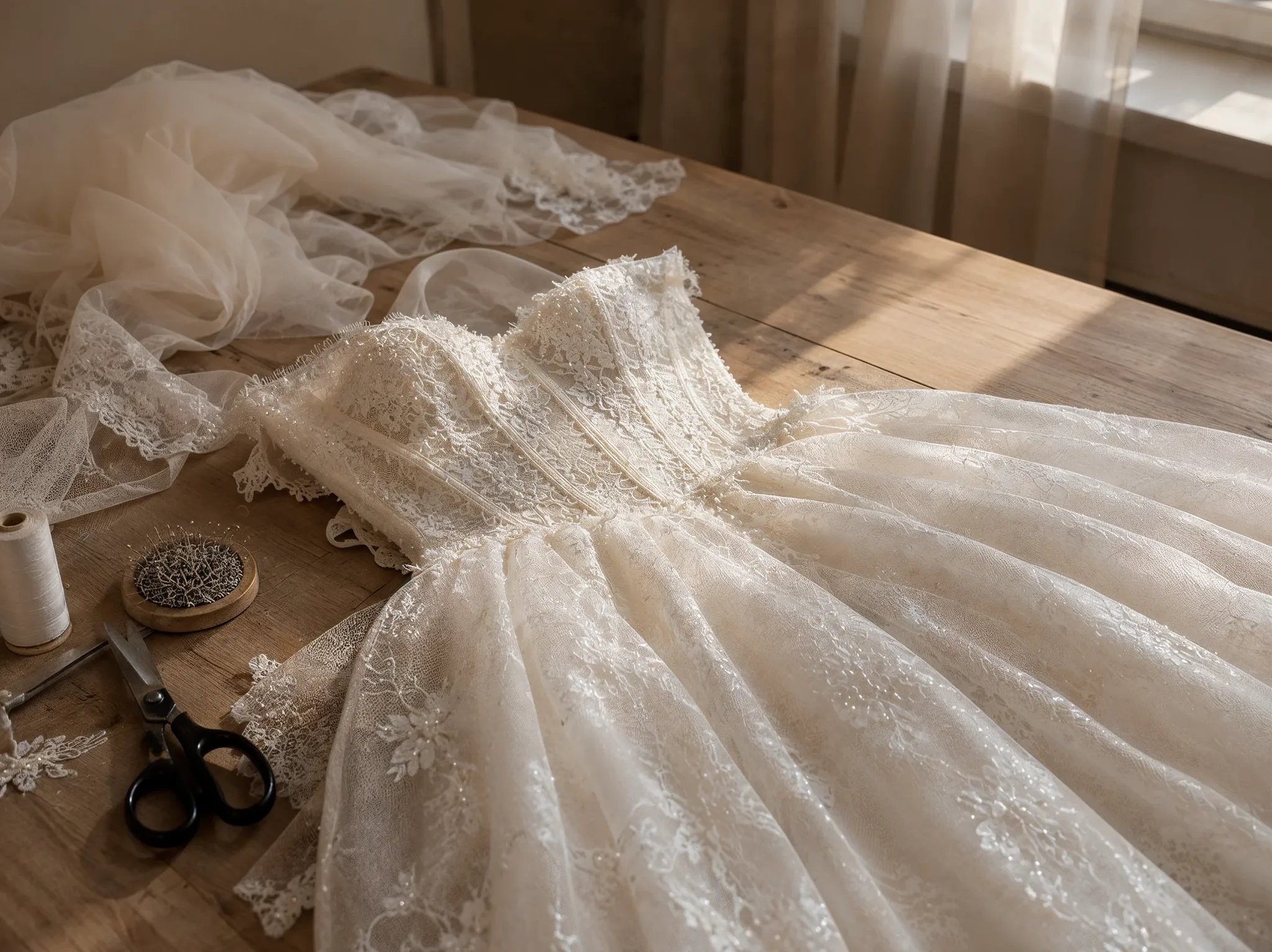 Atelier des Weddinghouse Düsseldorf, Anpassung eines Brautkleids